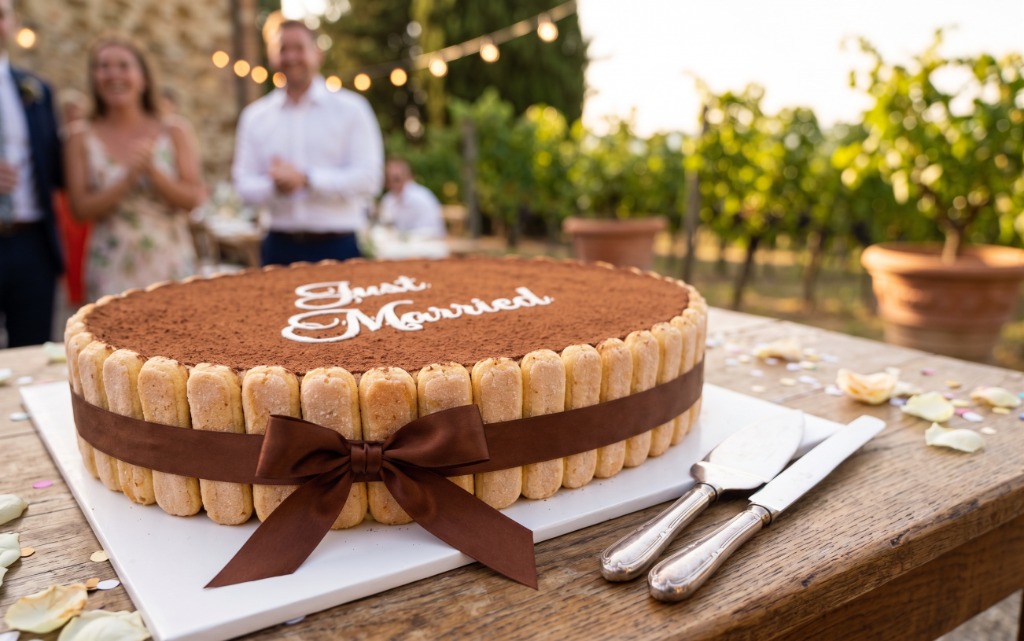 Maggie's Giant Wedding Tiramisù Cake at Vineyard Reception