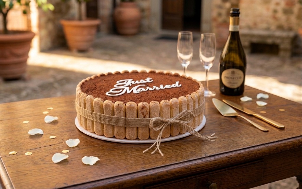 Maggie's Giant Wedding Tiramisù with Rustic Twine Ribbon
